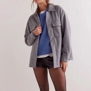 We the Free Lola shirt jacket shackett gray size small